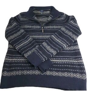Lincs Men's Long Sleeve Quarter-Zip‎ 100% Lambswool Sweater Size-XL* READ*